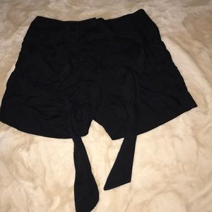 Black high waist dress shorts with tie belt